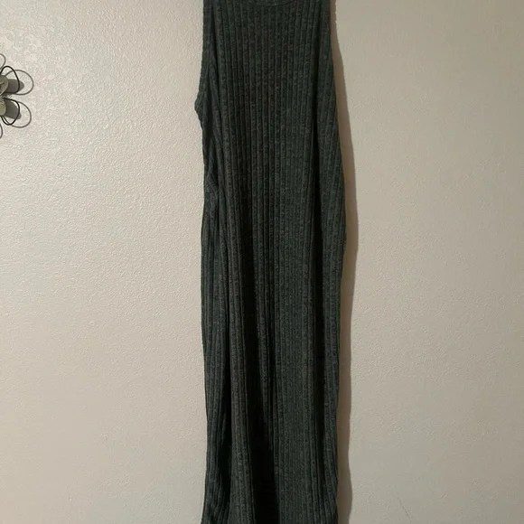 Shein Dresses | Shein Gray Ribbed Maxi Dress Mock Neck Sleeveless | Color: Gray | Size: XXL | Jennibekky's Closet